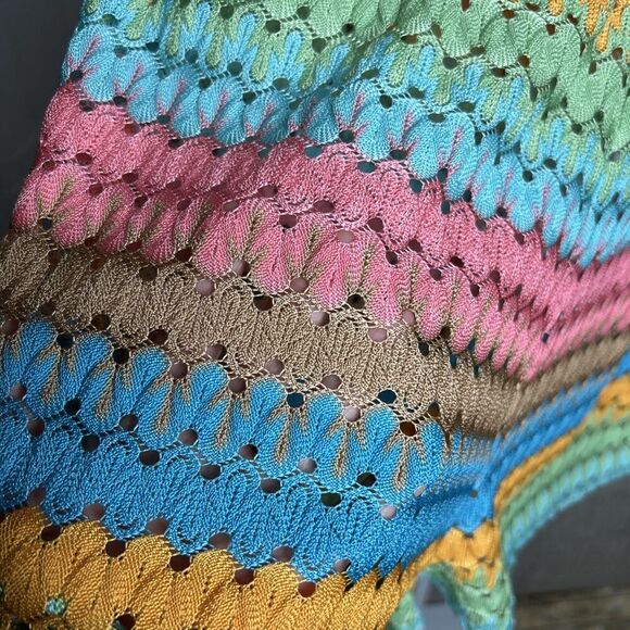 Show Me Your Mumu Ren Romper in Multi Stripe Crochet Beach Cover Up Size L - Picture 7 of 10